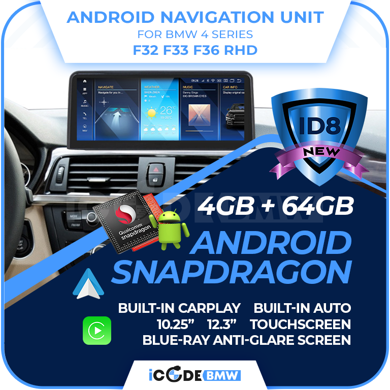 Screen Carplay Android GPS Waze USB Bluetooth BMW Serie 1/2 F20