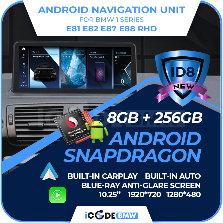 10.25 Screen CarPlay & Android Auto BMW CCC 1-Series E81 E82 E87 E88