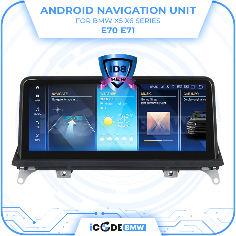 Android Touchscreen BMW E70 12" FHD 4GB + 64GB S665 Android 13 ID8-core Snapdragon Wireless Carplay CIC BOTH - Image 2