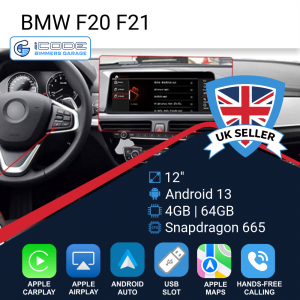 Android Touchscreen BMW F20 12" FHD 4GB + 64GB S665 Android 13 ID8-core Snapdragon Wireless Carplay EVO RHD