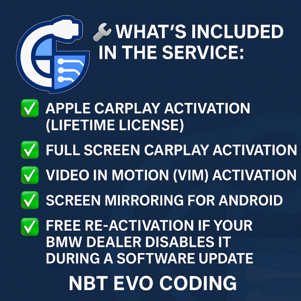 BMW NBT EVO Carplay Fullscreen VIM Screen mirroring ENET Activation QUICK & EASY - Image 2