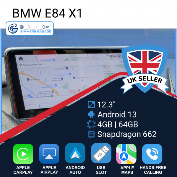 Android Touchscreen BMW E84 12.3" FHD 4GB + 64GB S662 Android 13 ID8-core Snapdragon Wireless Carplay N/S BOTH