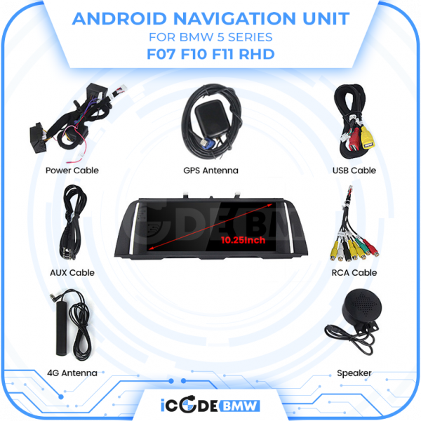 Android Touchscreen BMW F10 10.25" FHD 8GB + 128GB S662 Android 13 ID8-core Snapdragon Wireless Carplay CIC BOTH - Image 5