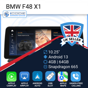 Android Touchscreen BMW F48 10.25" HD 4GB + 64GB S665 Android 13 ID8-core Snapdragon Wireless Carplay NBT BOTH
