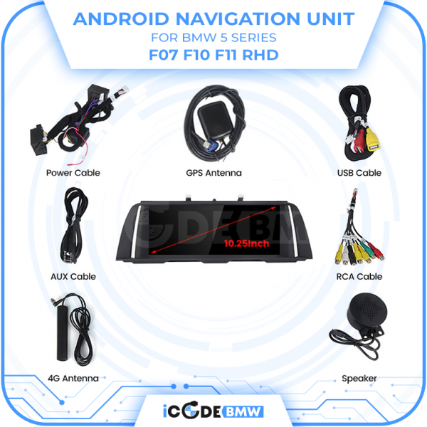Android Touchscreen BMW F10 10.25" FHD 4GB + 64GB S662 Android 13 ID8-core Snapdragon Wireless Carplay CIC BOTH - Image 7