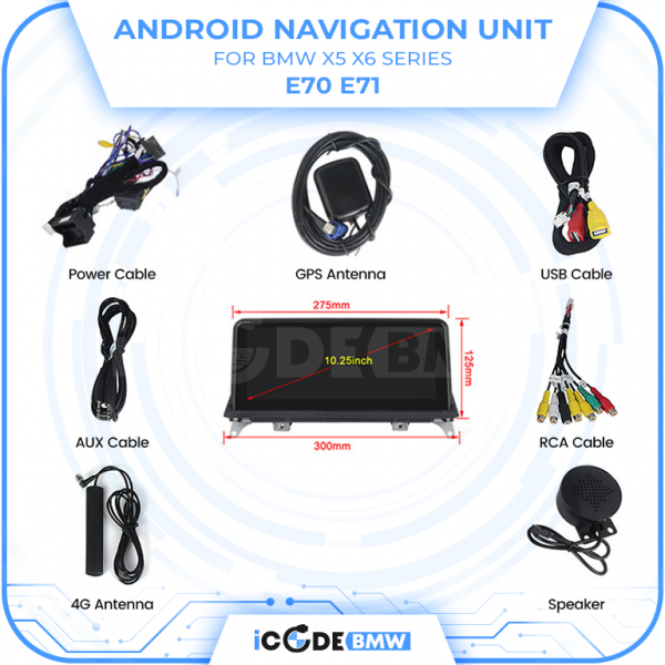 Android Touchscreen BMW E70 10.25" HD 4GB + 64GB S665 Android 13 ID8-core Snapdragon Wireless Carplay CIC BOTH - Image 3