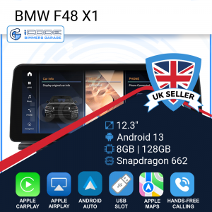 Android Touchscreen BMW F48 12.3" FHD 8GB + 128GB S662 Android 13 ID8-core Snapdragon Wireless Carplay NBT BOTH