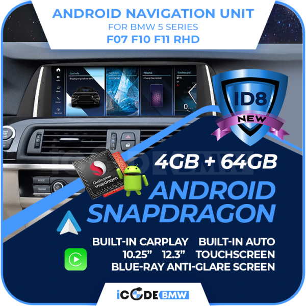Android Touchscreen BMW F10 10.25" FHD 4GB + 64GB S662 Android 13 ID8-core Snapdragon Wireless Carplay CIC BOTH - Image 2