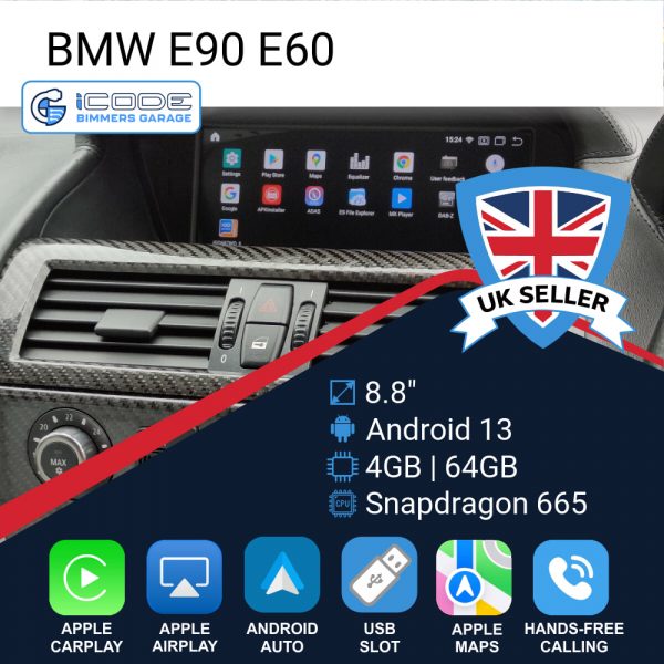 Android Touchscreen BMW E90 8.8" HD 4GB + 64GB S665 Android 13 ID8-core Snapdragon Wireless Carplay CCC BOTH